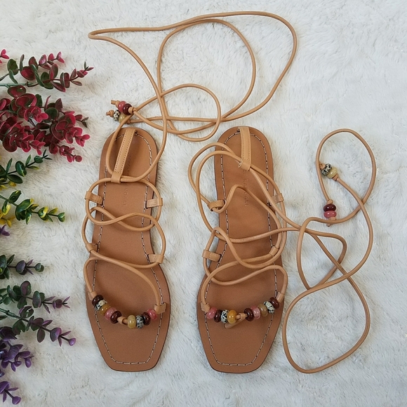 LOEFFLER RANDALL Colleen Ankle Tie Sandal In Honey - Picture 2 of 12